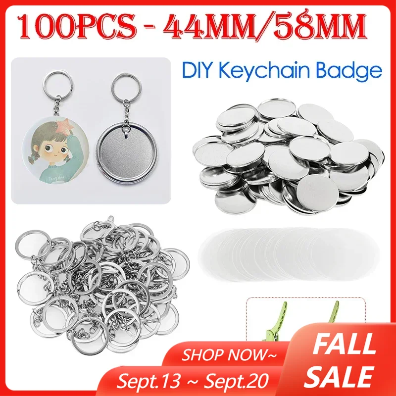 Button Badge Blank - 100 peças 44mm 58mm chaveiros crachá